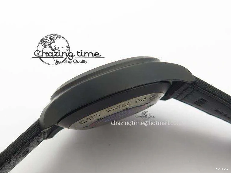 MIROTIME 0414 Pilot Chrono IW388003 Real Ceramic V6F Best Edition Green Markers On Black Nylon Strap A Effortless 7283